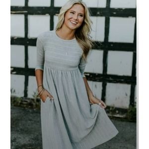 SOLDRoolee Mom Sawyer Striped Midi Dress Nursing Friendly Dress Women's Size M